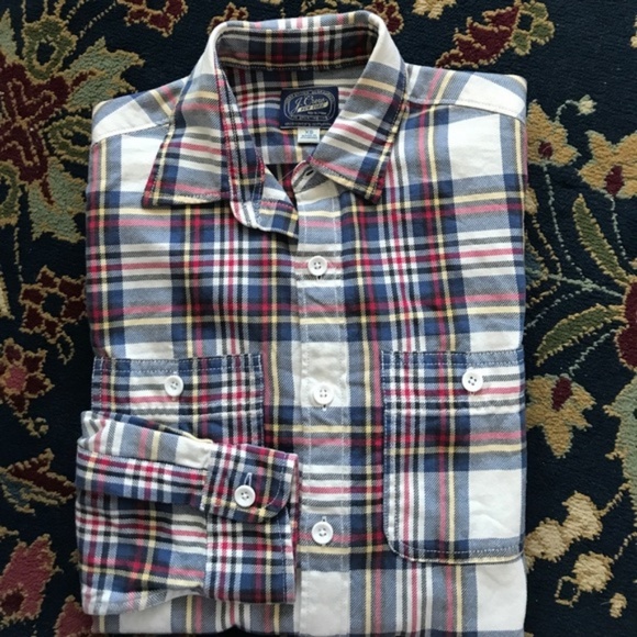 J Crew Midweight Flannel Shirt Alabaster Plaid But - Picture 3 of 8